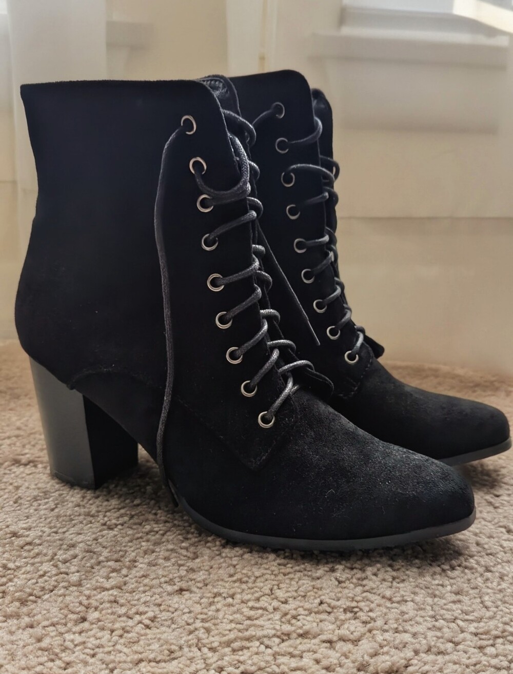 Faux Suede Black Ankle Boots | Women's Size 9